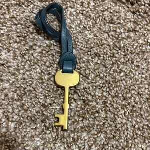 Fossil Gold Key Bag Charm with Green Leather Strap
